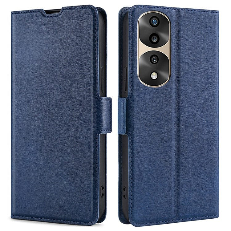 For Honor 70 Pro 5G/70 Pro+ 5G Side Magnetic Clasp Stand Phone Cover PU Leather Card Slot Shockproof Case - Blue