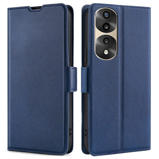For Honor 70 Pro 5G/70 Pro+ 5G Side Magnetic Clasp Stand Phone Cover PU Leather Card Slot Shockproof Case - Blue