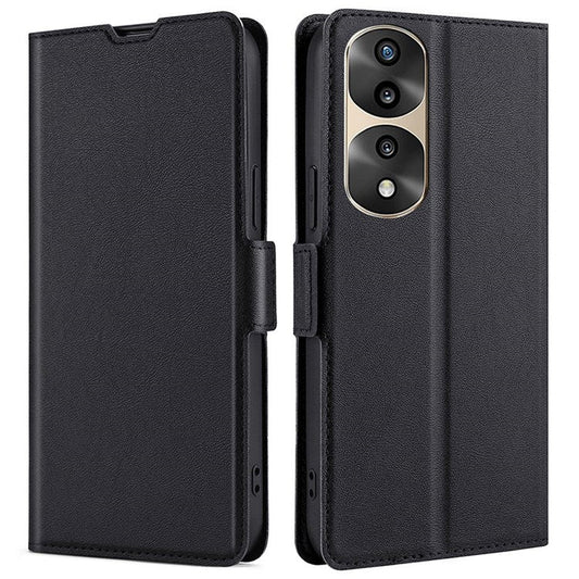 For Honor 70 Pro 5G/70 Pro+ 5G Side Magnetic Clasp Stand Phone Cover PU Leather Card Slot Shockproof Case - Black
