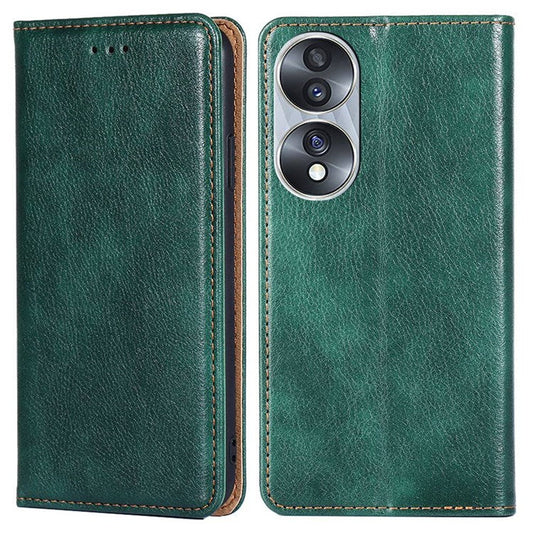 PU Leather Anti-scratch Stand Wallet Case for Honor 70 5G, Magnetic Auto-absorbed Protective Phone Cover - Green