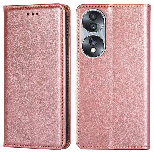 PU Leather Anti-scratch Stand Wallet Case for Honor 70 5G, Magnetic Auto-absorbed Protective Phone Cover - Rose Gold