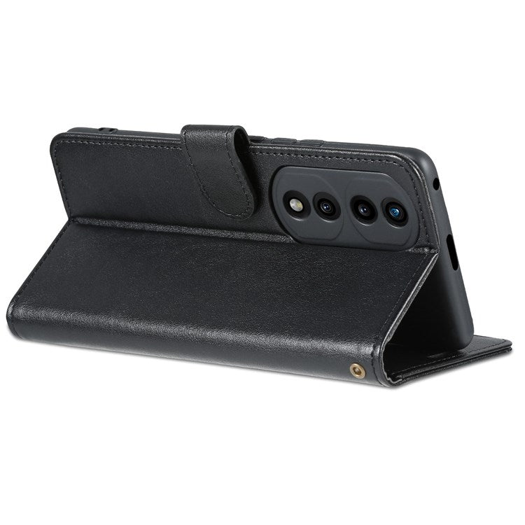 AZNS For Honor 70 Pro 5G Full Covering Anti-fall Phone Cover Textured PU Leather Stand Flip Case Magnetic Closure Shockproof Protective Wallet Case - Black