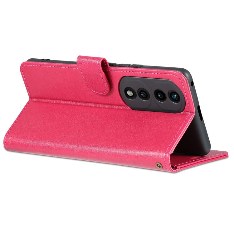 AZNS For Honor 70 Pro 5G Full Covering Anti-fall Phone Cover Textured PU Leather Stand Flip Case Magnetic Closure Shockproof Protective Wallet Case - Red