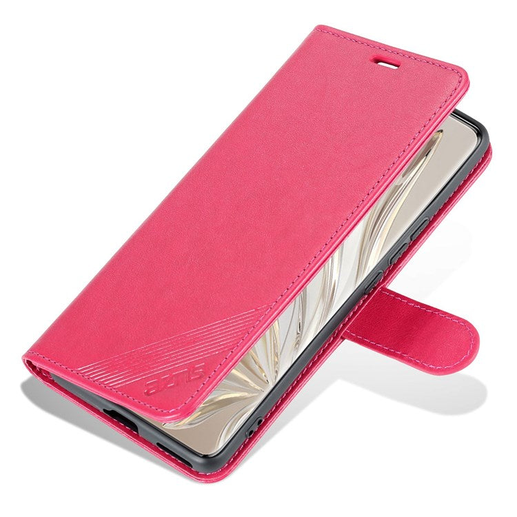 AZNS For Honor 70 Pro 5G Full Covering Anti-fall Phone Cover Textured PU Leather Stand Flip Case Magnetic Closure Shockproof Protective Wallet Case - Red