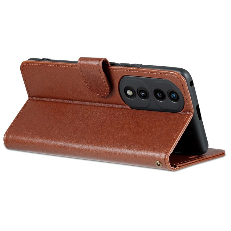 AZNS For Honor 70 Pro 5G Full Covering Anti-fall Phone Cover Textured PU Leather Stand Flip Case Magnetic Closure Shockproof Protective Wallet Case - Brown