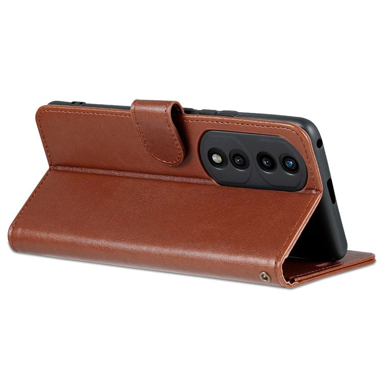 AZNS For Honor 70 5G Anti-scratch Textured PU Leather Wallet Case Anti-drop Magnetic Folio Shockproof Phone Cover Stand Card Holder - Brown