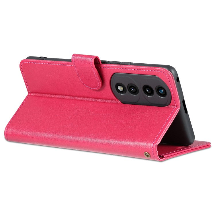 AZNS For Honor 70 5G Anti-scratch Textured PU Leather Wallet Case Anti-drop Magnetic Folio Shockproof Phone Cover Stand Card Holder - Red
