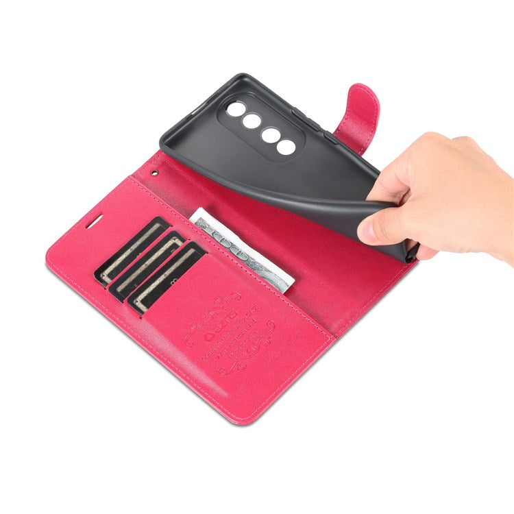 AZNS For Honor 70 5G Anti-scratch Textured PU Leather Wallet Case Anti-drop Magnetic Folio Shockproof Phone Cover Stand Card Holder - Red