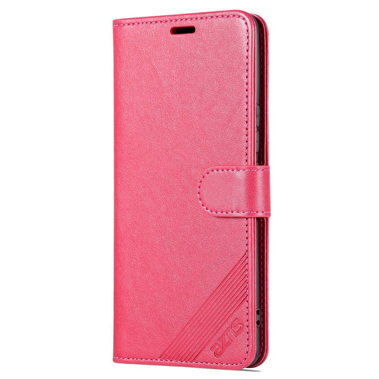 AZNS For Honor 70 5G Anti-scratch Textured PU Leather Wallet Case Anti-drop Magnetic Folio Shockproof Phone Cover Stand Card Holder - Red