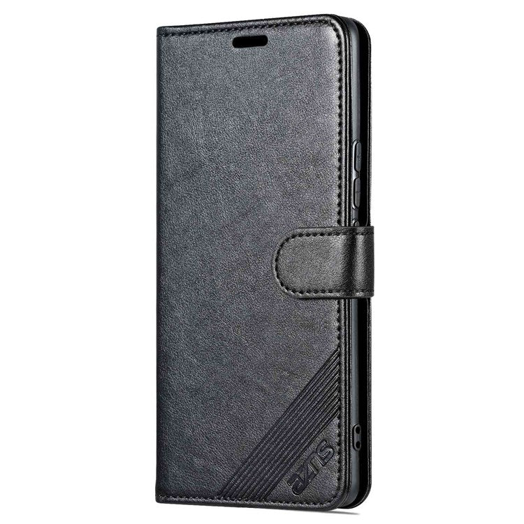 AZNS For Honor 70 5G Anti-scratch Textured PU Leather Wallet Case Anti-drop Magnetic Folio Shockproof Phone Cover Stand Card Holder - Black