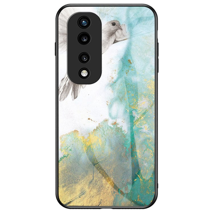 For Honor 70 Pro 5G Slim Anti-scratch Marble Pattern Tempered Glass + PC + TPU Hybrid Shockproof Cover - Flying Pigeon Marble