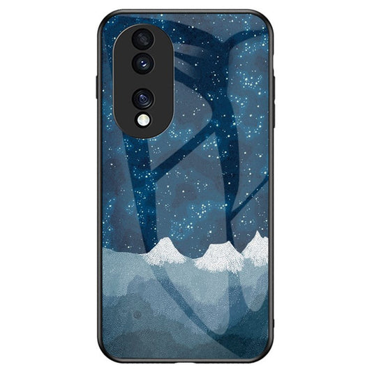 For Honor 70 5G Anti-scratch Phone Case Tempered Glass+Hard PC + Soft TPU Starry Sky Pattern Phone Cover - Scattering Starry Sky
