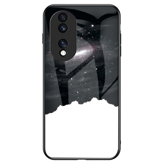 For Honor 70 5G Anti-scratch Phone Case Tempered Glass+Hard PC + Soft TPU Starry Sky Pattern Phone Cover - Cosmic Starry Sky