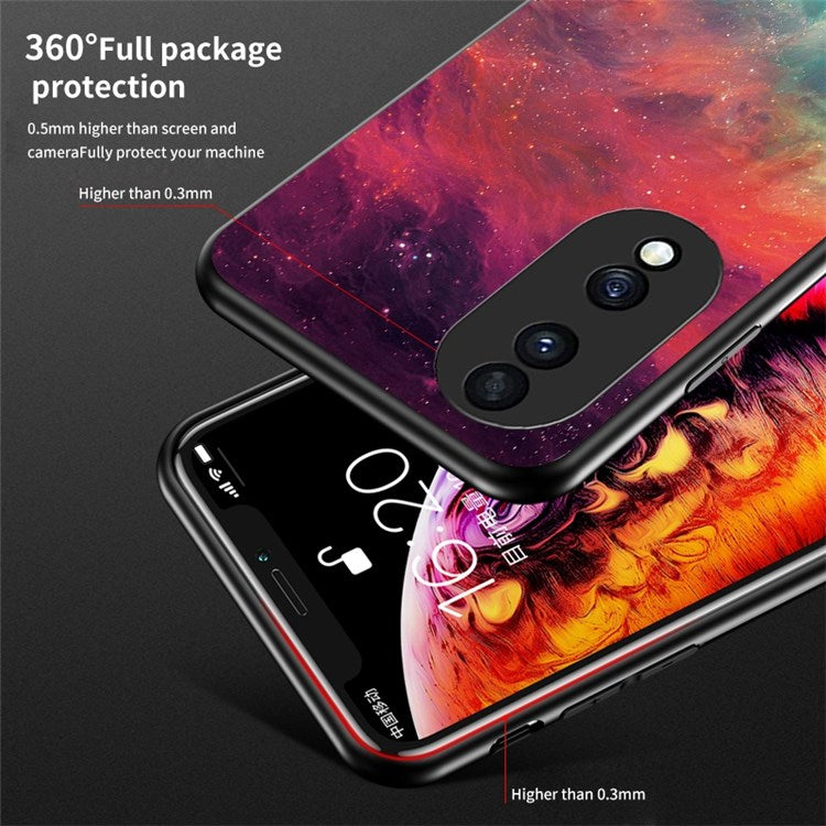 For Honor 70 5G Anti-scratch Phone Case Tempered Glass+Hard PC + Soft TPU Starry Sky Pattern Phone Cover - Cosmic Starry Sky