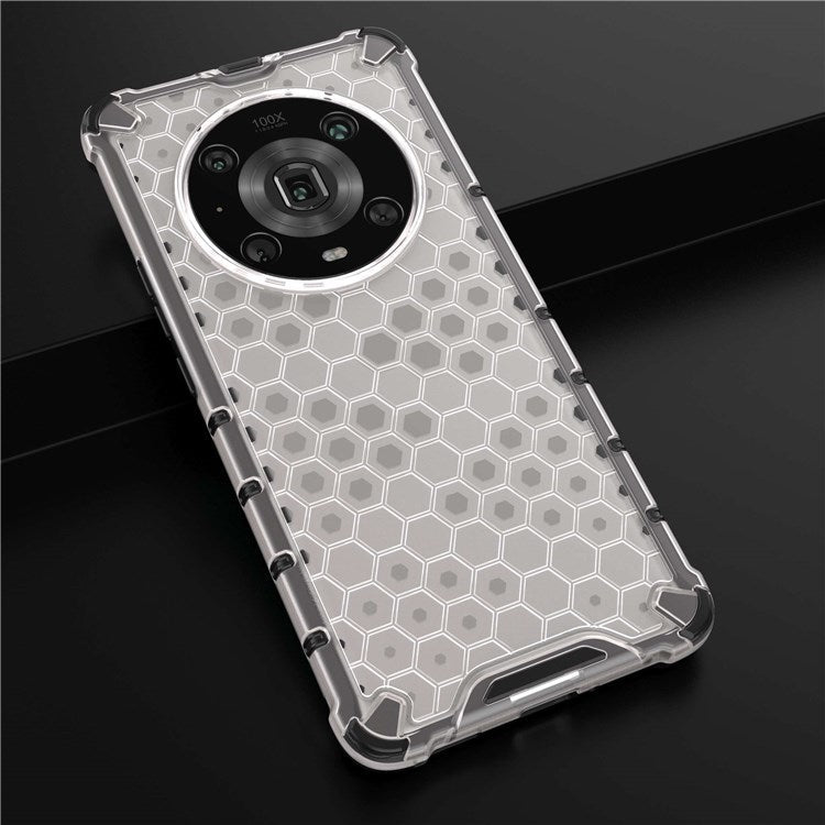 For Honor Magic4 Pro 5G Honeycomb Hybrid Series Heat Dissipation Case Soft TPU + Hard PC Shock-Absorption Phone Cover - Grey