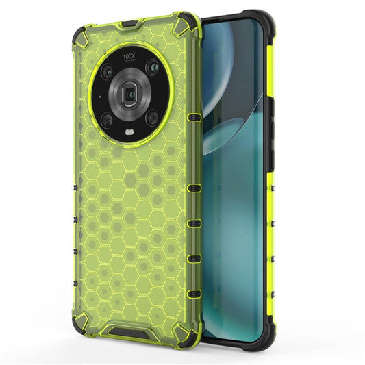 For Honor Magic4 Pro 5G Honeycomb Hybrid Series Heat Dissipation Case Soft TPU + Hard PC Shock-Absorption Phone Cover - Green