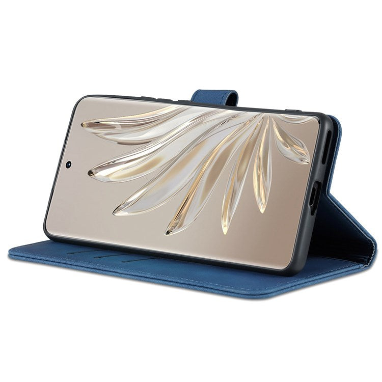 AZNS Stand Phone Case for Honor 70 5G, PU Leather TPU Shockproof Wallet Cover - Blue