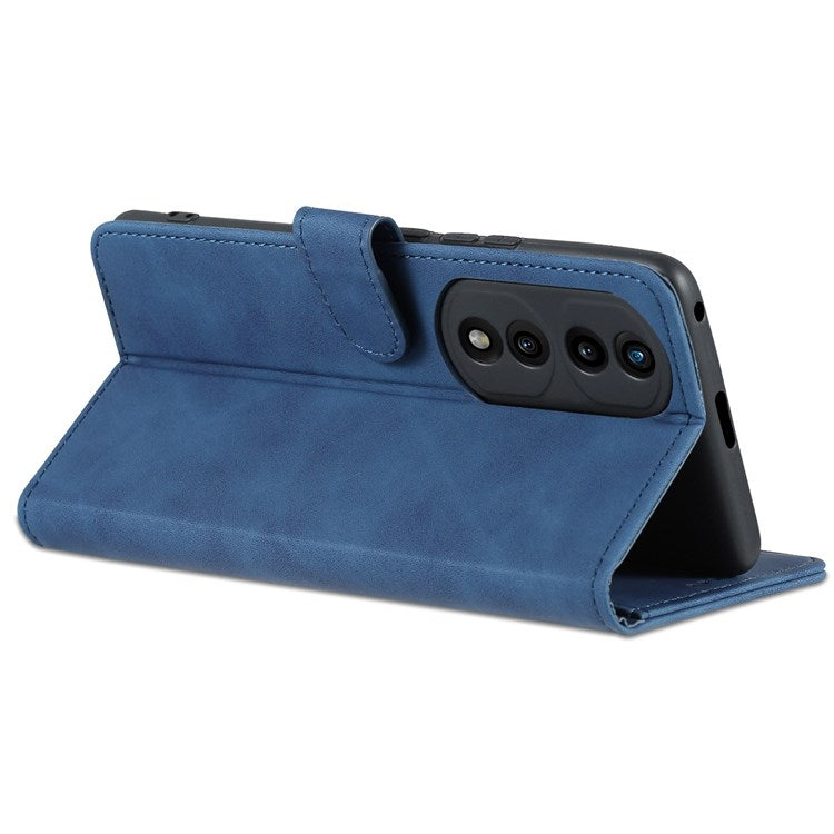 AZNS Stand Phone Case for Honor 70 5G, PU Leather TPU Shockproof Wallet Cover - Blue