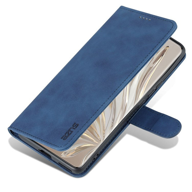 AZNS Stand Phone Case for Honor 70 5G, PU Leather TPU Shockproof Wallet Cover - Blue