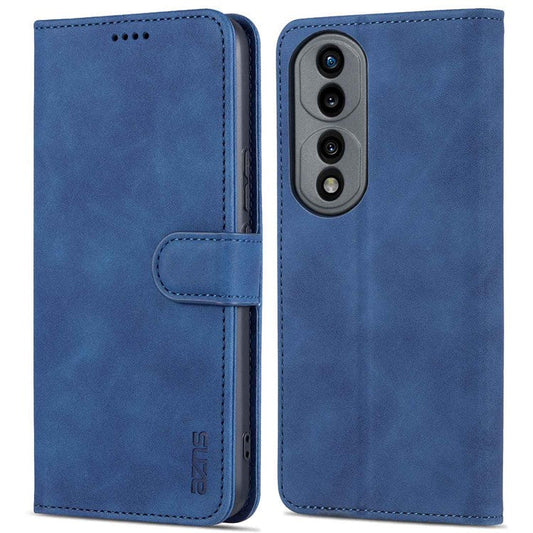 AZNS For Honor 70 Pro 5G Drop-proof PU Leather Case Foldable Wallet Protective Phone Cover - Blue