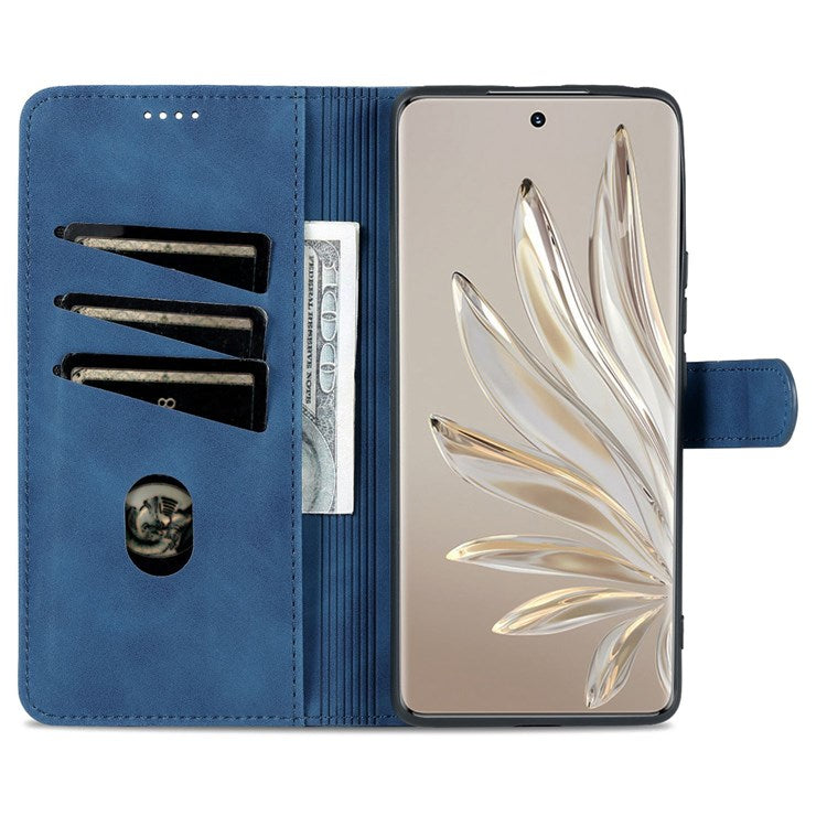 AZNS For Honor 70 Pro 5G Drop-proof PU Leather Case Foldable Wallet Protective Phone Cover - Blue