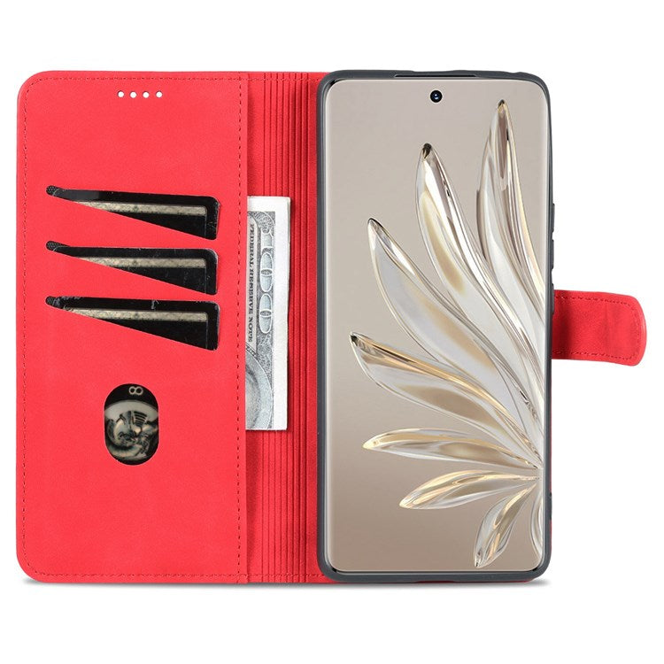 AZNS For Honor 70 Pro 5G Drop-proof PU Leather Case Foldable Wallet Protective Phone Cover - Red