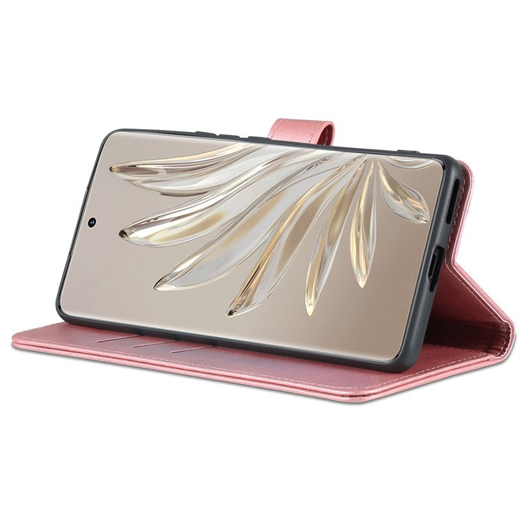 AZNS For Honor 70 Pro 5G Drop-proof PU Leather Case Foldable Wallet Protective Phone Cover - Rose Gold
