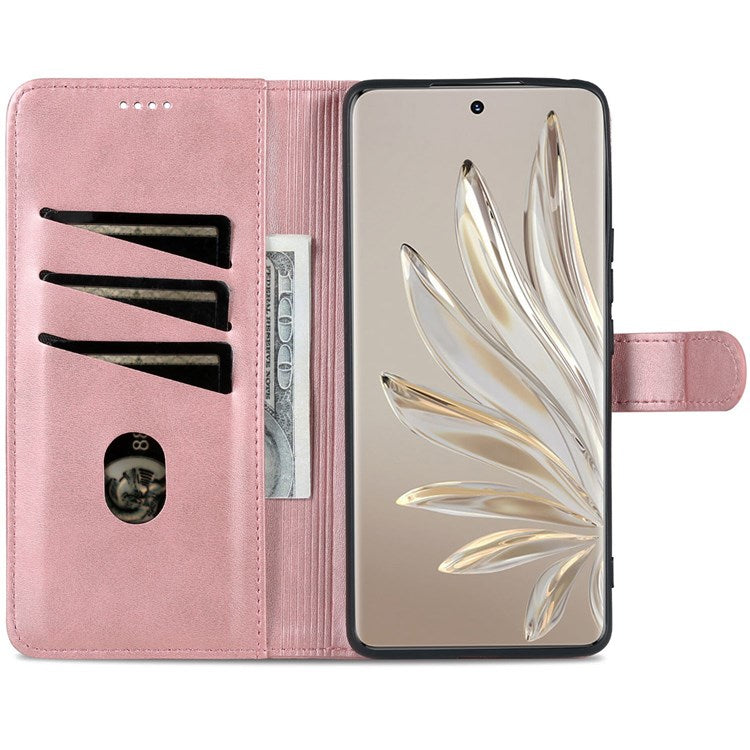 AZNS For Honor 70 Pro 5G Drop-proof PU Leather Case Foldable Wallet Protective Phone Cover - Rose Gold