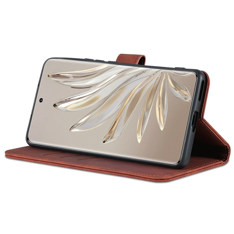 AZNS For Honor 70 Pro 5G Drop-proof PU Leather Case Foldable Wallet Protective Phone Cover - Brown