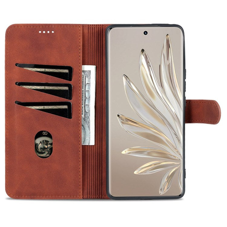 AZNS For Honor 70 Pro 5G Drop-proof PU Leather Case Foldable Wallet Protective Phone Cover - Brown
