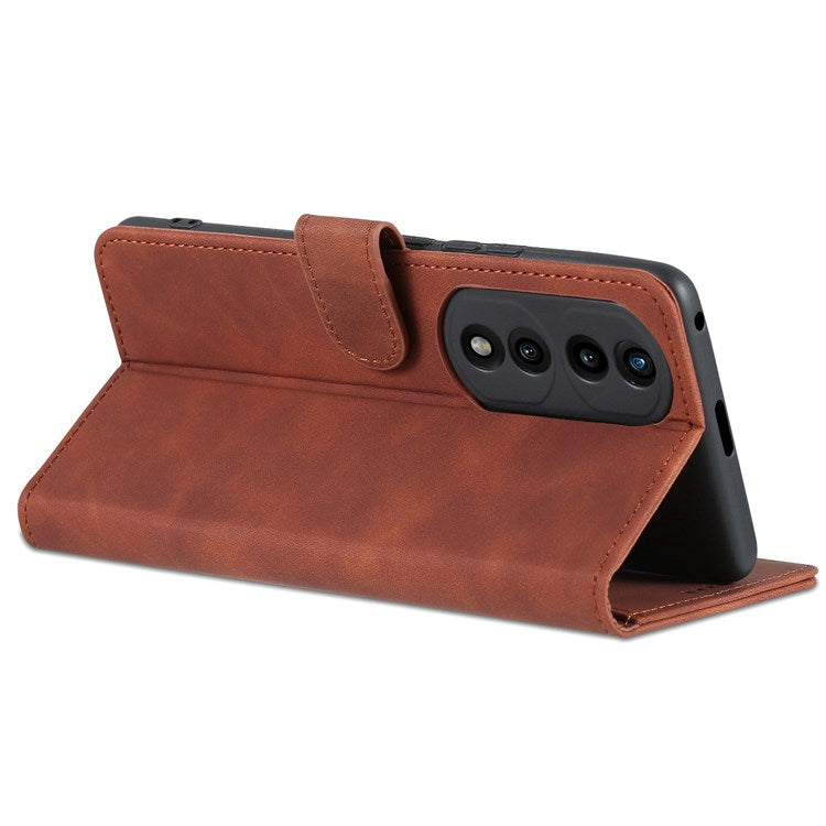 AZNS For Honor 70 Pro 5G Drop-proof PU Leather Case Foldable Wallet Protective Phone Cover - Brown