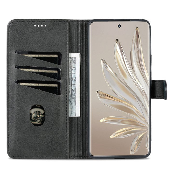 AZNS For Honor 70 Pro 5G Drop-proof PU Leather Case Foldable Wallet Protective Phone Cover - Black