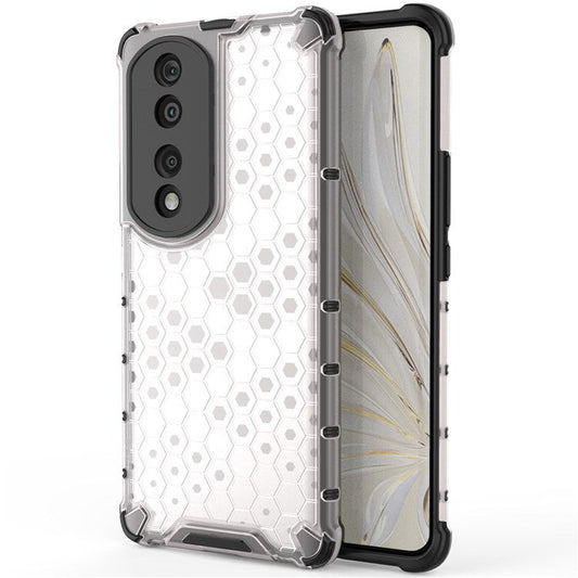 Honeycomb Textured TPU + PC Cover for Honor 70 Pro 5G, Anti-drop Protection Precise Cutout Phone Case - Grey
