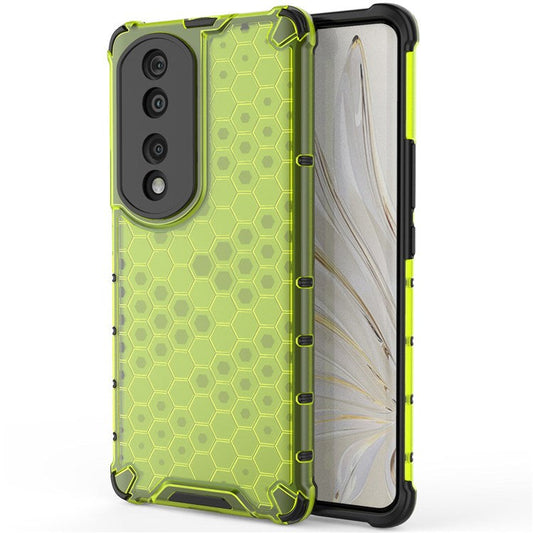 Honeycomb Textured TPU + PC Cover for Honor 70 Pro 5G, Anti-drop Protection Precise Cutout Phone Case - Green