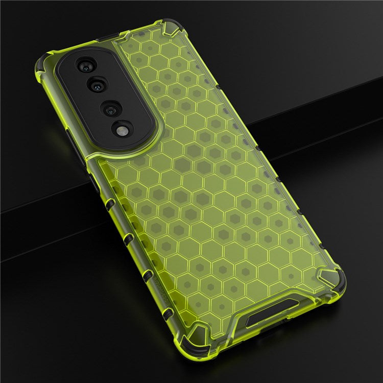 Honeycomb Textured TPU + PC Cover for Honor 70 Pro 5G, Anti-drop Protection Precise Cutout Phone Case - Green