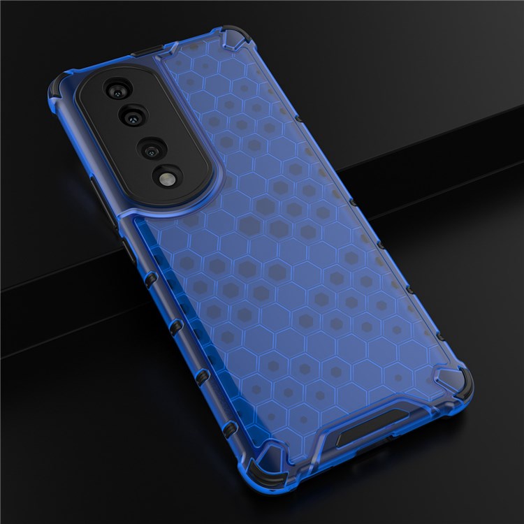Honeycomb Textured TPU + PC Cover for Honor 70 Pro 5G, Anti-drop Protection Precise Cutout Phone Case - Blue