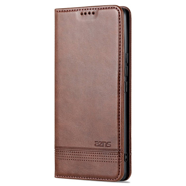 AZNS For Honor 70 5G Shockproof PU Leather Wallet Flip Cover Hidden Magnetic Absorption Stand Folio Phone Case - Coffee