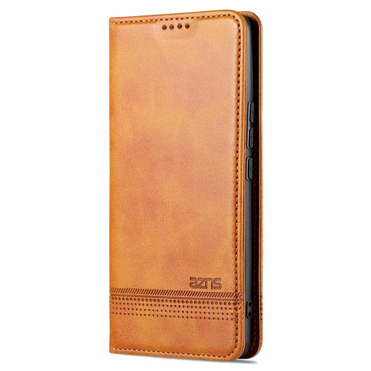 AZNS For Honor 70 5G Shockproof PU Leather Wallet Flip Cover Hidden Magnetic Absorption Stand Folio Phone Case - Brown