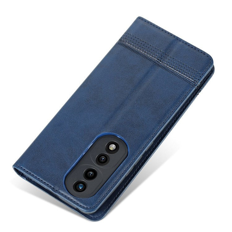 AZNS For Honor 70 5G Shockproof PU Leather Wallet Flip Cover Hidden Magnetic Absorption Stand Folio Phone Case - Blue