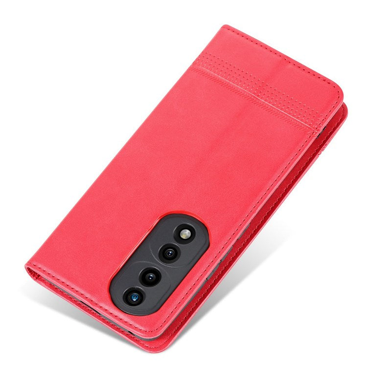 AZNS for Honor 70 Pro 5G Shockproof PU Leather Wallet Flip Cover Magnetic Absorption Stand Anti-scratch Folio Phone Case - Red
