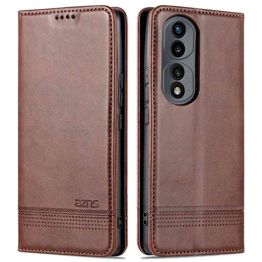 AZNS for Honor 70 Pro 5G Shockproof PU Leather Wallet Flip Cover Magnetic Absorption Stand Anti-scratch Folio Phone Case - Coffee