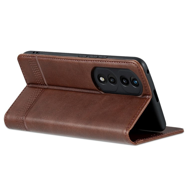 AZNS for Honor 70 Pro 5G Shockproof PU Leather Wallet Flip Cover Magnetic Absorption Stand Anti-scratch Folio Phone Case - Coffee