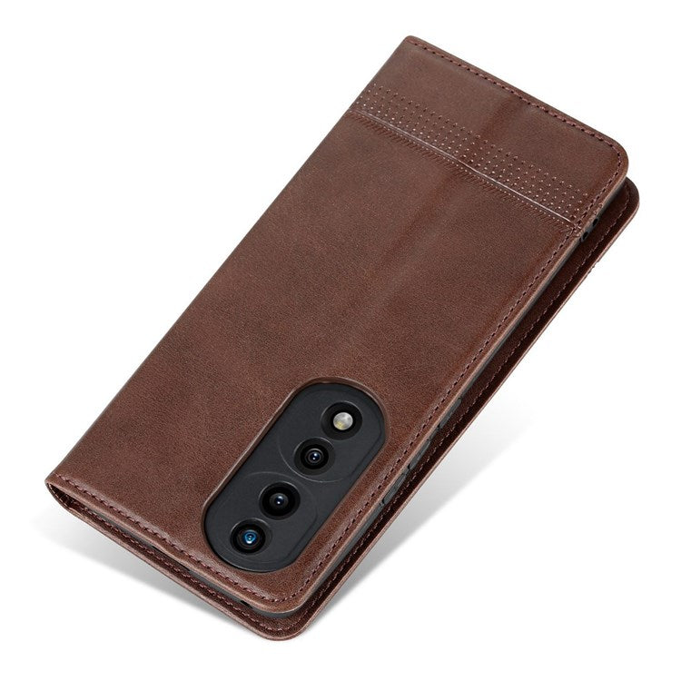 AZNS for Honor 70 Pro 5G Shockproof PU Leather Wallet Flip Cover Magnetic Absorption Stand Anti-scratch Folio Phone Case - Coffee
