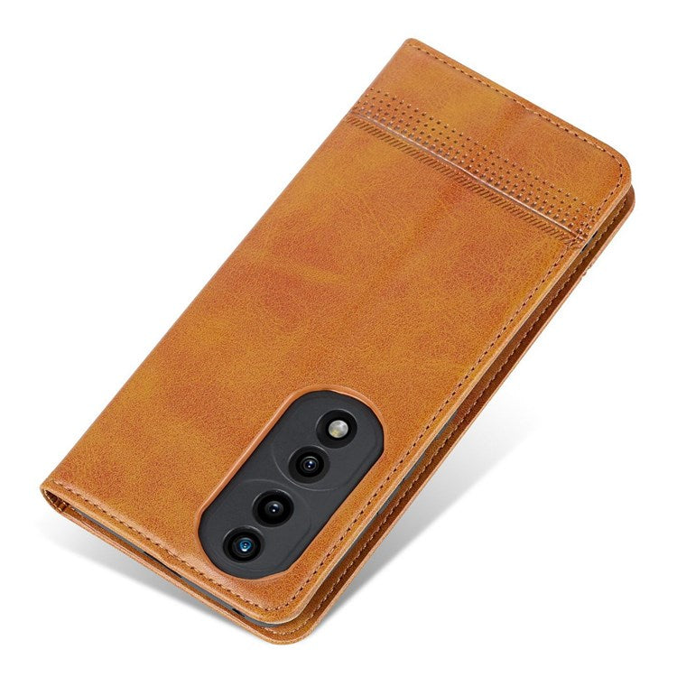 AZNS for Honor 70 Pro 5G Shockproof PU Leather Wallet Flip Cover Magnetic Absorption Stand Anti-scratch Folio Phone Case - Brown