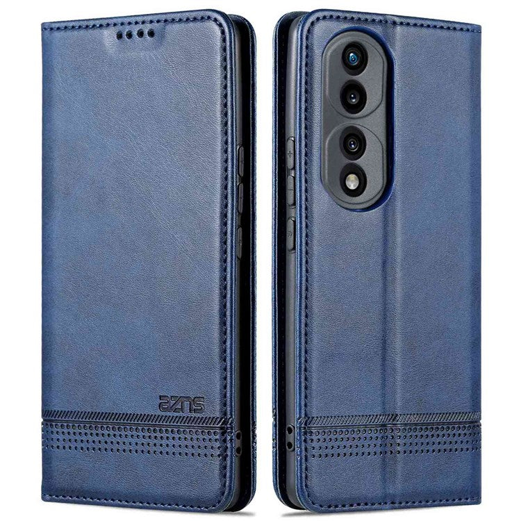 AZNS for Honor 70 Pro 5G Shockproof PU Leather Wallet Flip Cover Magnetic Absorption Stand Anti-scratch Folio Phone Case - Blue
