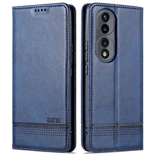 AZNS for Honor 70 Pro 5G Shockproof PU Leather Wallet Flip Cover Magnetic Absorption Stand Anti-scratch Folio Phone Case - Blue