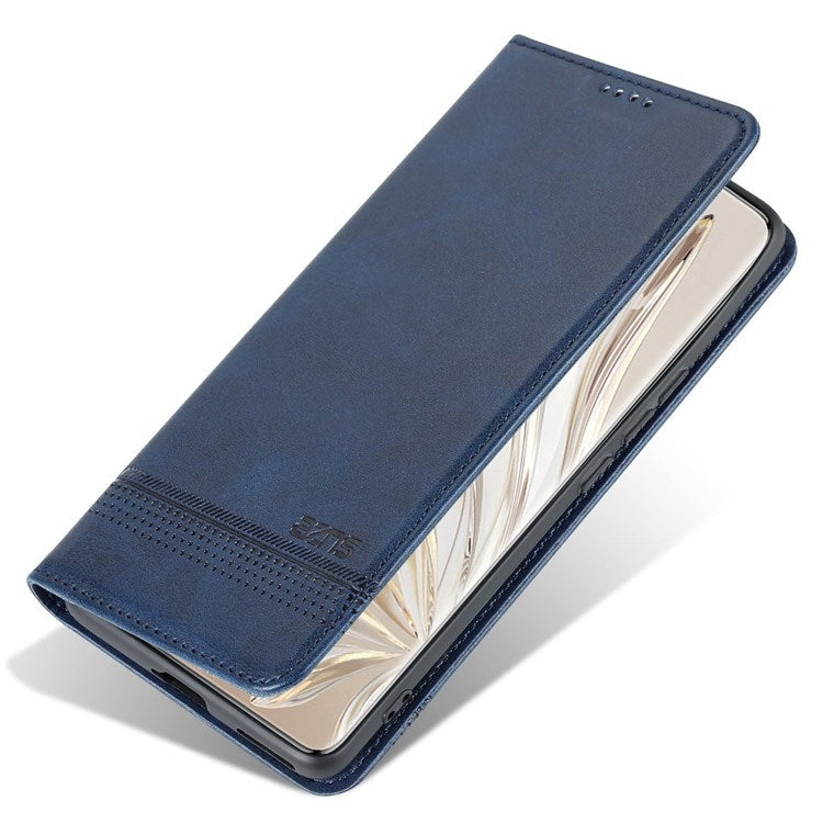 AZNS for Honor 70 Pro 5G Shockproof PU Leather Wallet Flip Cover Magnetic Absorption Stand Anti-scratch Folio Phone Case - Blue