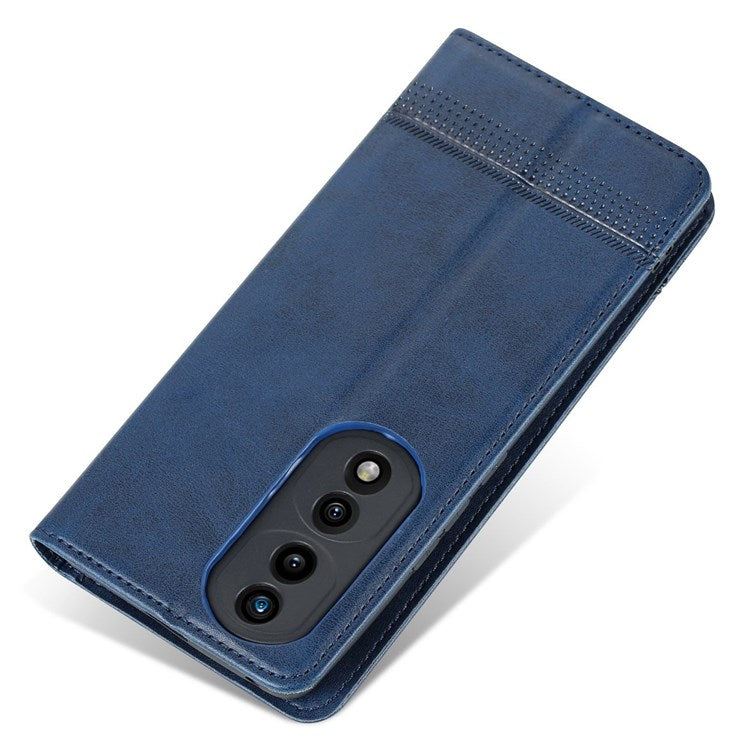AZNS for Honor 70 Pro 5G Shockproof PU Leather Wallet Flip Cover Magnetic Absorption Stand Anti-scratch Folio Phone Case - Blue