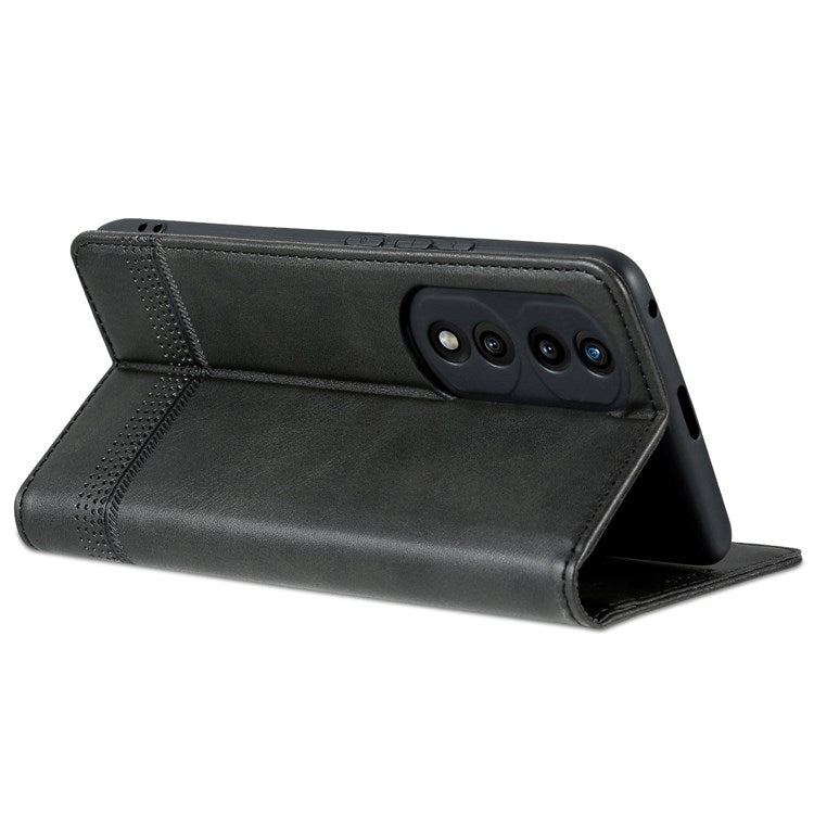 AZNS for Honor 70 Pro 5G Shockproof PU Leather Wallet Flip Cover Magnetic Absorption Stand Anti-scratch Folio Phone Case - Black