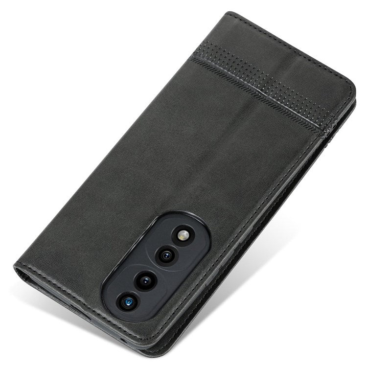 AZNS for Honor 70 Pro 5G Shockproof PU Leather Wallet Flip Cover Magnetic Absorption Stand Anti-scratch Folio Phone Case - Black